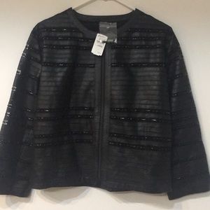 Grayse black leather bead and mesh jacket sz large